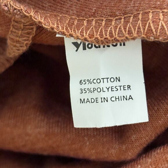 Yidarton Woman's S Comfy Front Twist Knot Long Sleeve Fall Orange T Shirt #Y - Picture 4 of 5